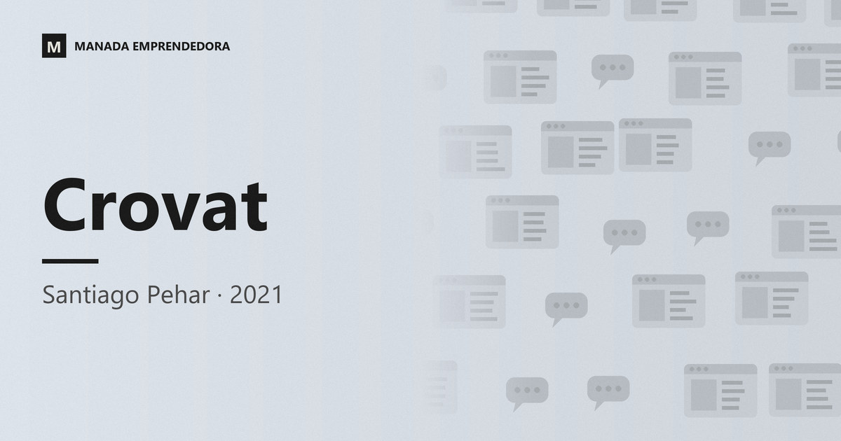 Tarjeta con el nombre de Crovat, la red de sitios fundada por Santiago Pehar, entrevistado en Manada Emprendedora en 2021