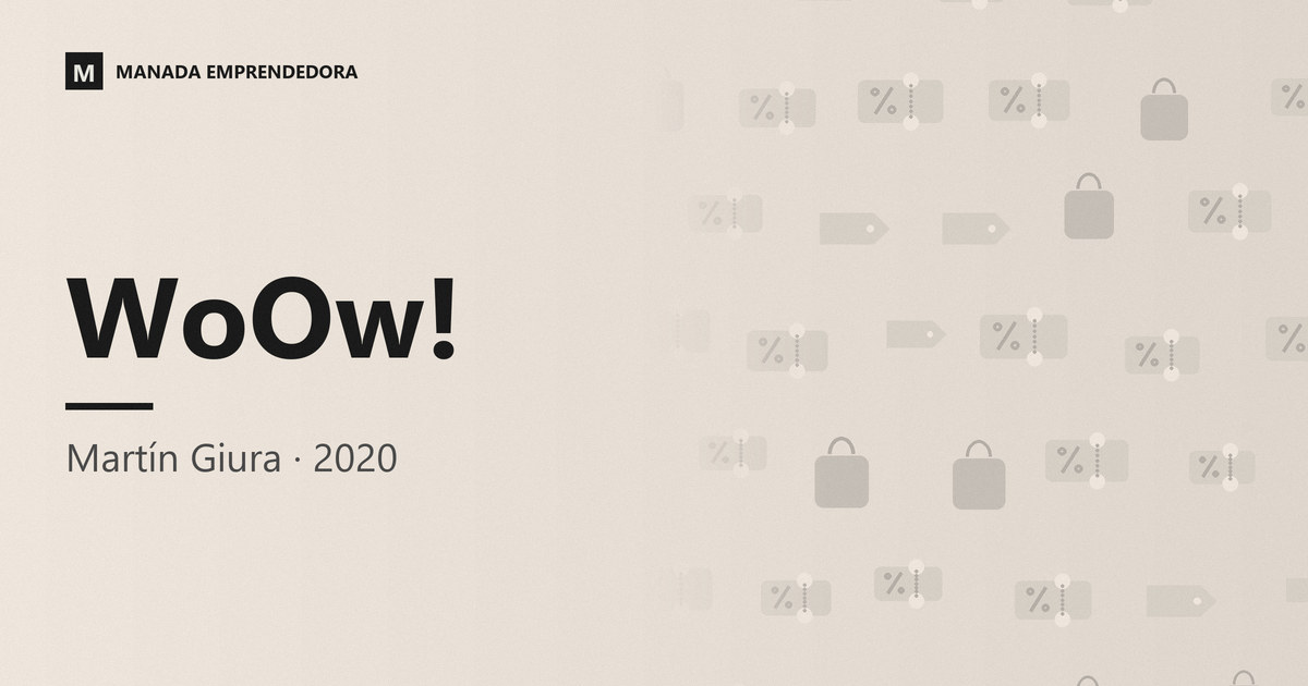 Tarjeta con el nombre de WoOw!, el sitio uruguayo de cupones cofundado por Martín Giura, entrevistado en Manada Emprendedora en 2020